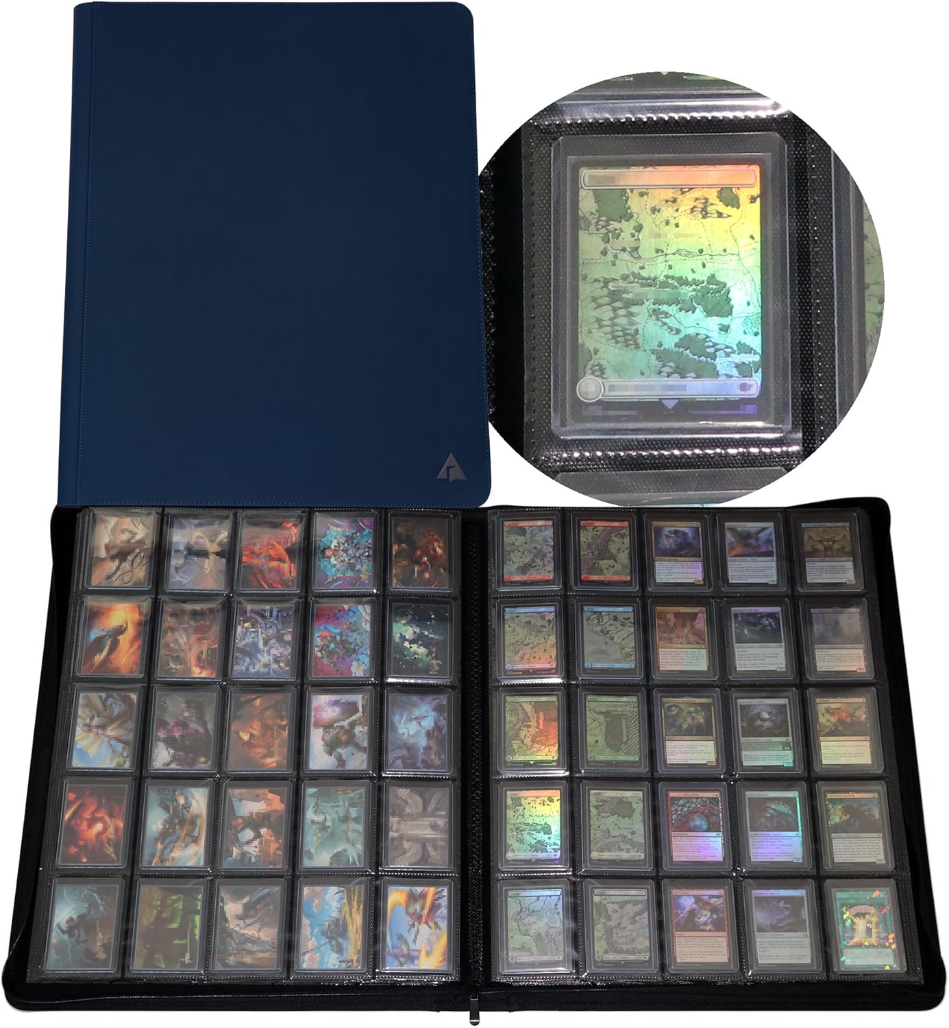 25-Pocket Top loader Binder, Holds 1000 Top loaders, Top Loader Card Binder Album for 3″×4″ Top Loaders – Blue