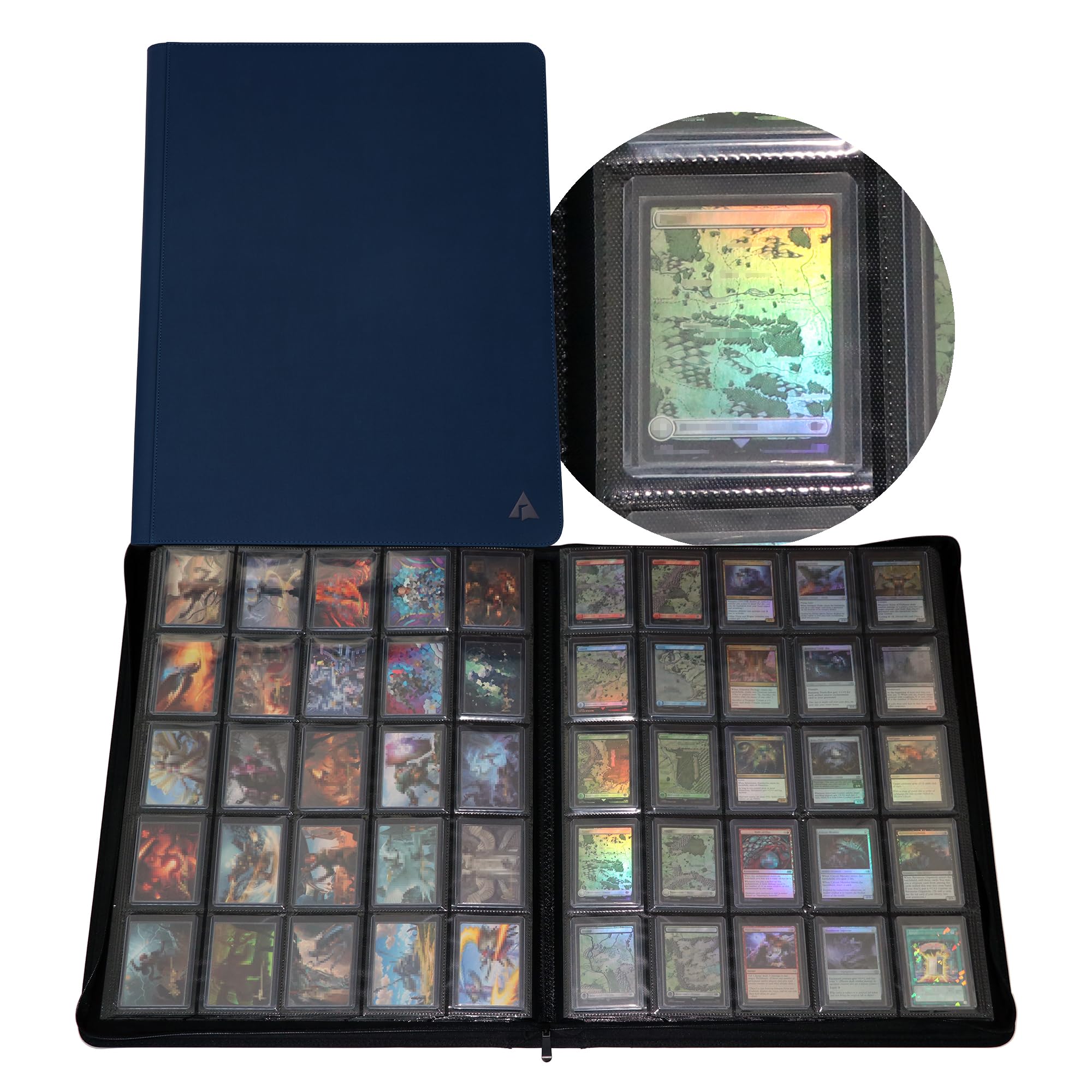 Raccoglitore con caricatore dall'alto a 25 tasche, contiene 1000 caricatori dall'alto, Album per raccoglitori di carte con caricatore superiore da 3 "× 4" - Blu