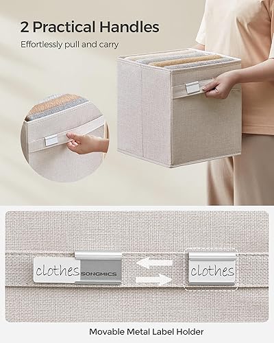 Miniatura 9 de SONGMICS Cubos de almacenamiento, juego de 4 cubos de almacenamiento, 11.8 x 11.8 x 11.8 pulgadas, 2 asas, tela Oxford y tela de aspecto de lino,