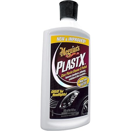 Meguiar's G12310EU Plast-RX Clear Plastic Cleaner & Polish 296ml removes fine scratches, cloudiness & stubborn oxidisation from headlights and clear plastics