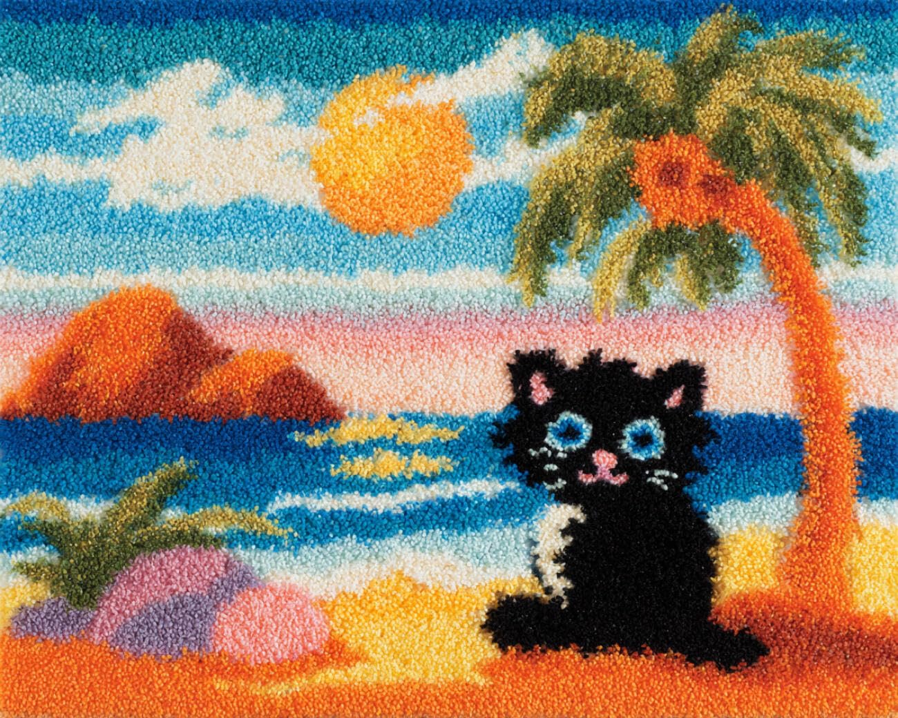 AMBATTERY Carpet Latch Hook Kit Cats and Coconut Trees 85x115cm