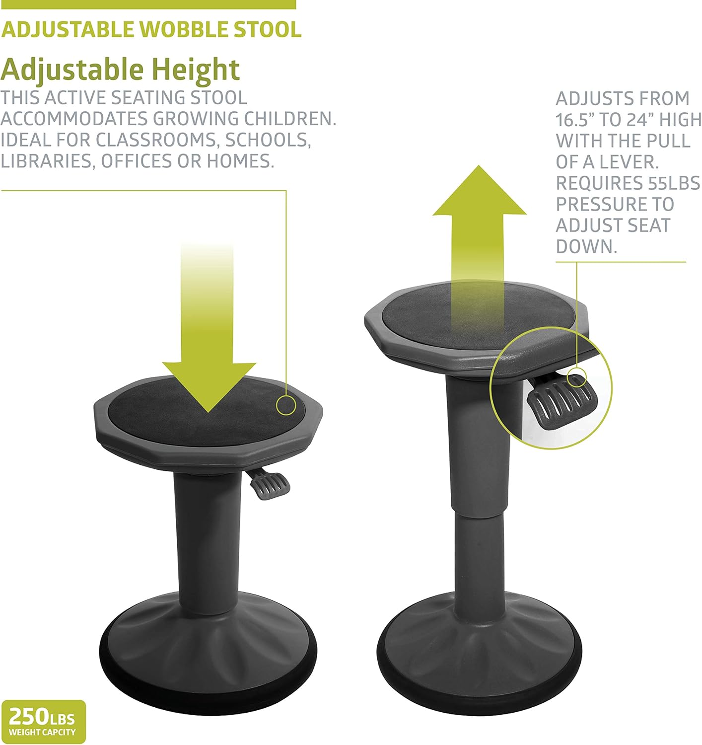 Gеt Pорulаr оƒƒеr Pearington SitFree Height Adjustable Wobble Stool, Active Flexible Seating Chair for Kids and Adults - School and Office, Black