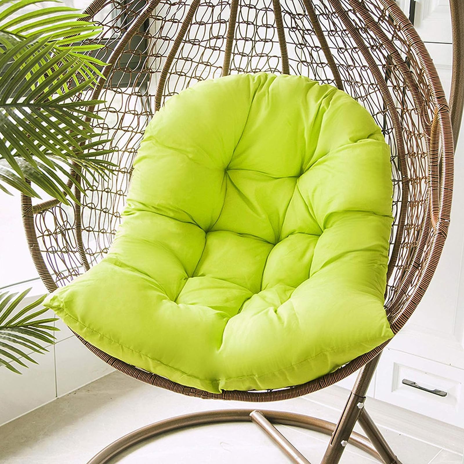 SHENJIA Waterproof Cushion for Hanging Chair Egg Chair Cushion, Washable Cushion for Hanging Chair Garden Patio Hanging Cushion Rattan Chair Pads for Outdoor/Indoor (Cushion Only)(Colour: Green)