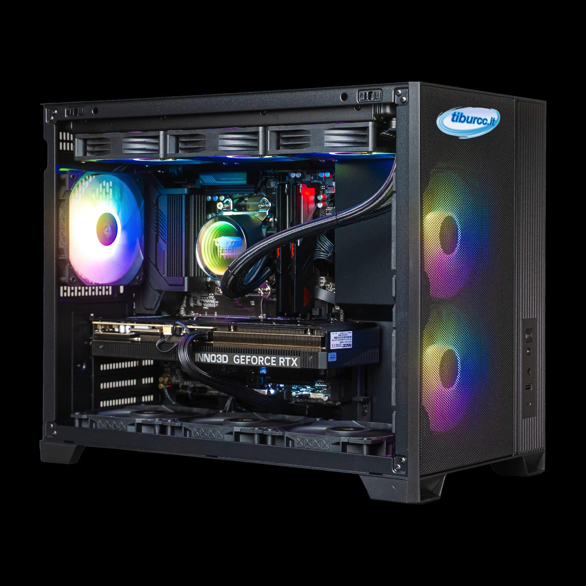 Computer Gaming PC doppia camera 6xFan (R7 7800X3D, RTX 5070 12GB) 32GB RAM 1TB NVMe WIFI Bluetooth