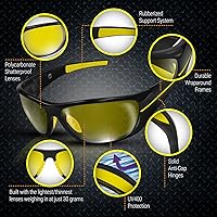 Vista 6 de BLUPOND Gafas de Conducción Día/Noche - Chopper - Visión Más Clara para Conducir Nocturna en Motocicleta, Correr, Ciclismo - TAC Antirreflejos
