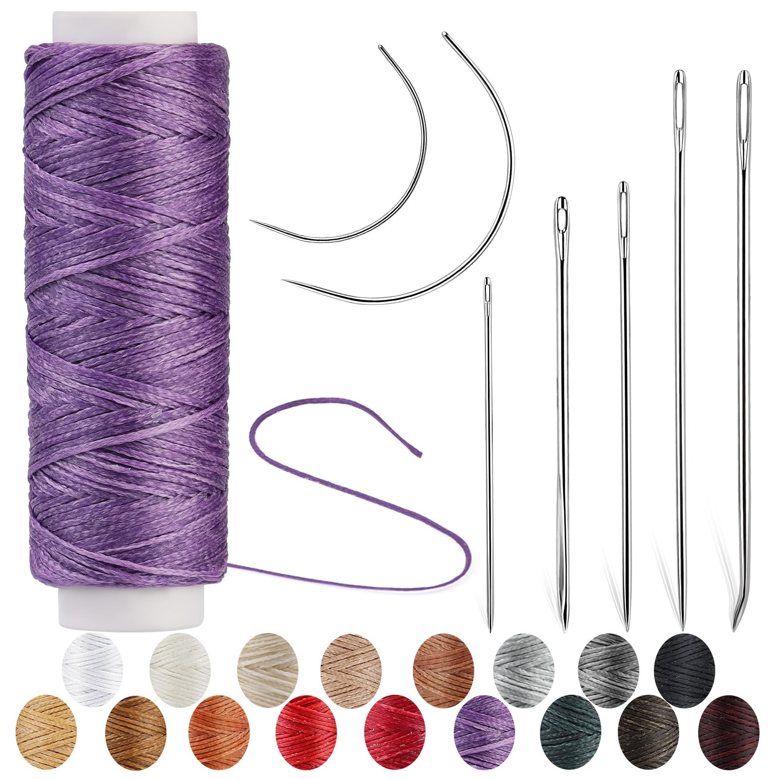Ftyiwu Waxed Thread, Upholstery Needle and Thread 32 Yards with 7PCS Hand Sewing Needles for Home Upholstery Carpet Canvas Repair Leather Sewing (