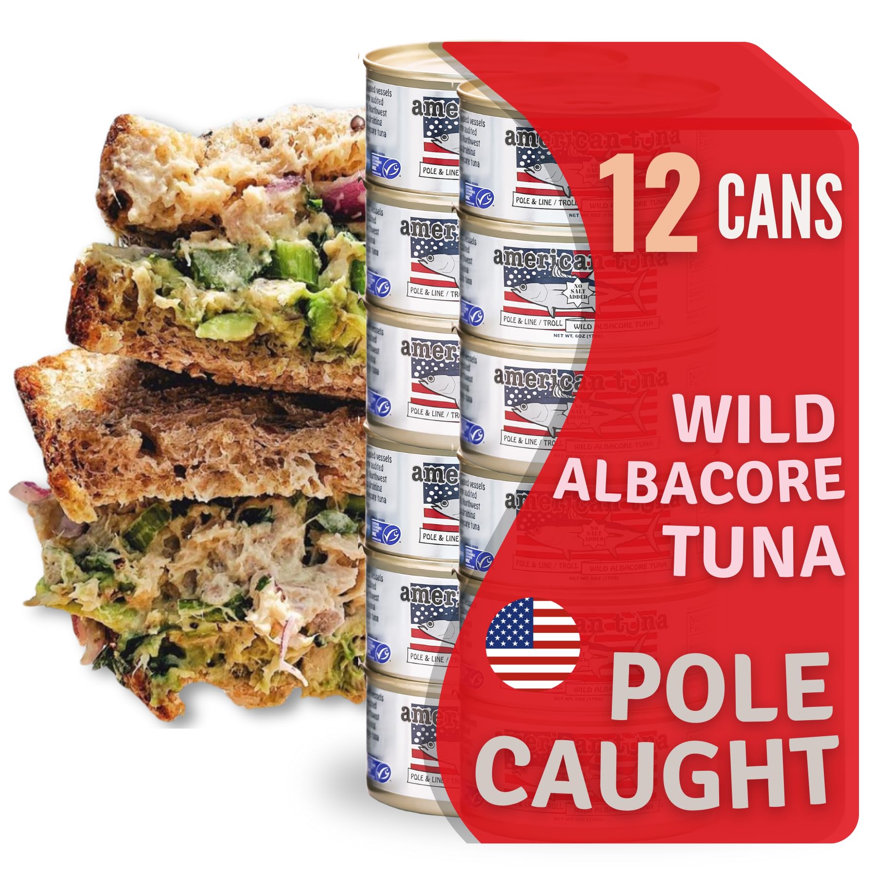 American Tuna Sushi-grade Wild Albacore Tuna Fish - No Salt Added, Wild  Caught, MSC Certified, And Pole Caught | (6) 6 Ounce Cans | Super Premium  Canned Tuna For Health Salmon Fresh, image size:1800x1800