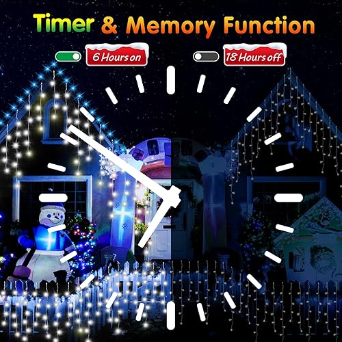 Miniatura 5 de Luces de Navidad de 131 pies para exteriores, 1440 luces LED de Navidad, impermeables, enchufables, con 8 modos y temporizador, luces de Navidad
