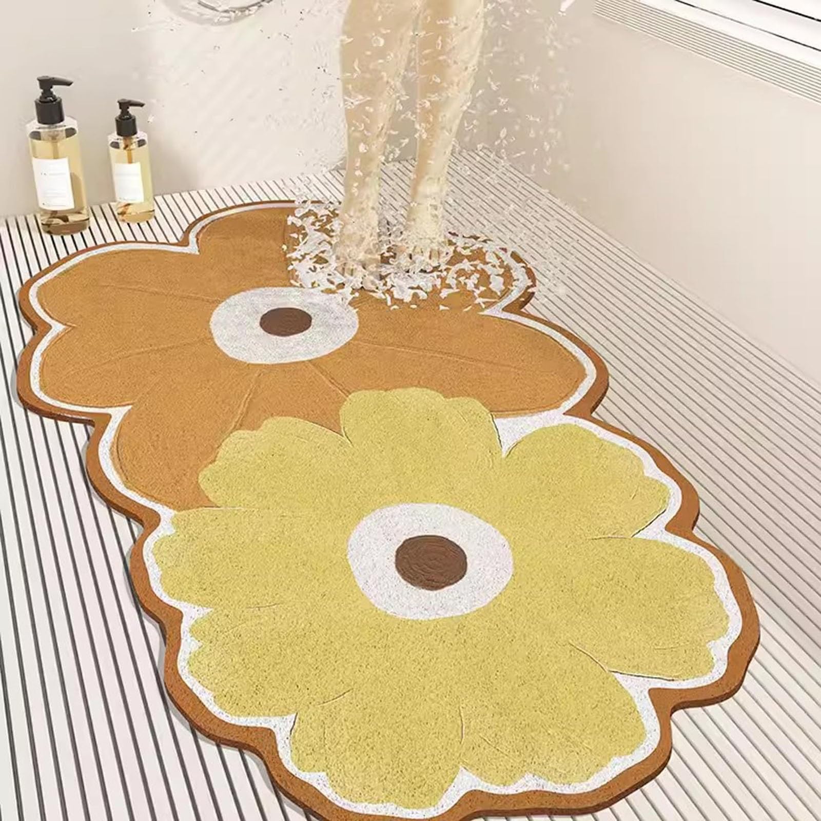 Alfombrilla de Ducha, Alfombrilla de baño Suave Antideslizante para el Interior de la Ducha, Alfombrilla de Puerta para baño, Cocina o Dormitorio con Orificio de Drenaje, cómoda Alfombrilla