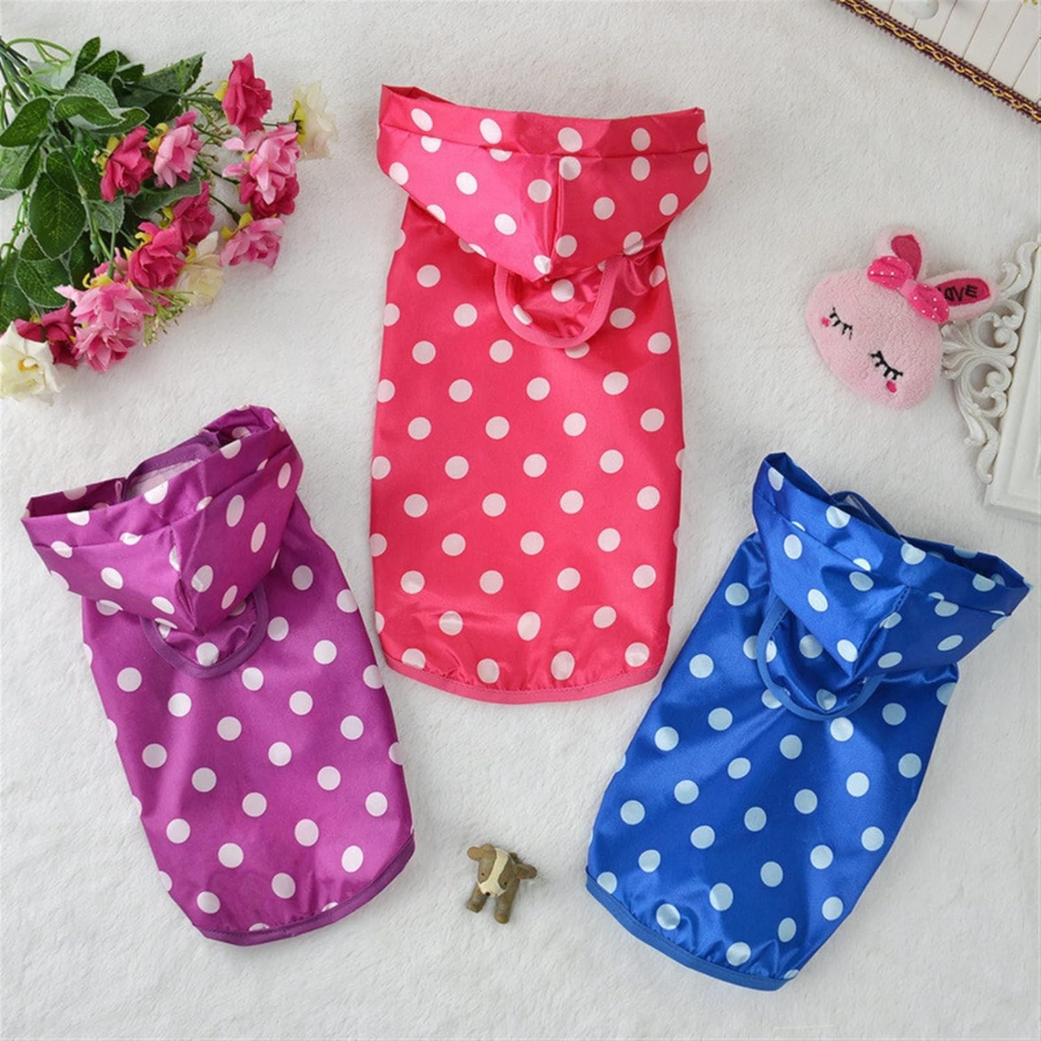 Dog Raincoats Waterproof Dog Dot Raincoat Clothes Puppy Cat Leisure Hoodies Apparel Rain Coat Jacket Pet Costumes Poncho for Small Dogs Cats (Color : Purple, Size : Small)