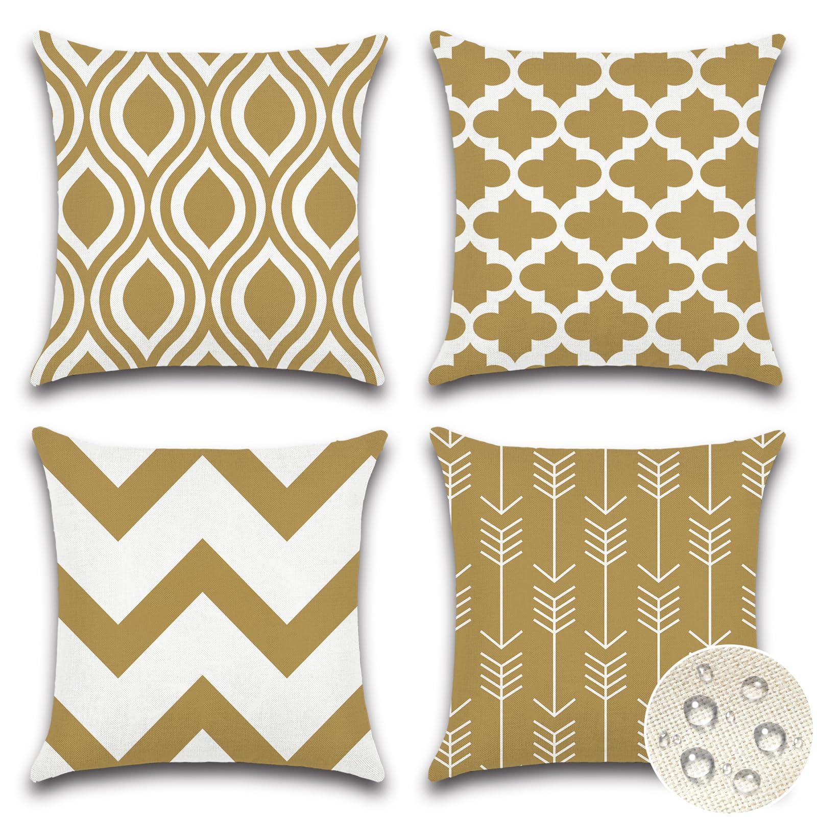 Lot De 4 Housses De Coussin Extérieur 30x50cm Imperméables - Motif Plante Tropicale Verte