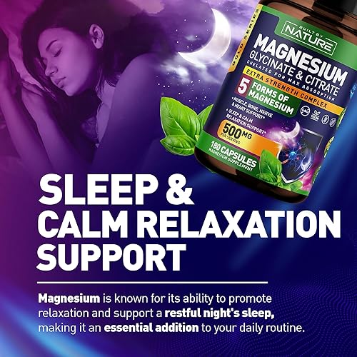Miniatura 8 de Complejo de magnesio de 500 mg  5 formas de glicinato de magnesio, citrato, malato, óxido y aquamina con 72 minerales traza  Quelatado para