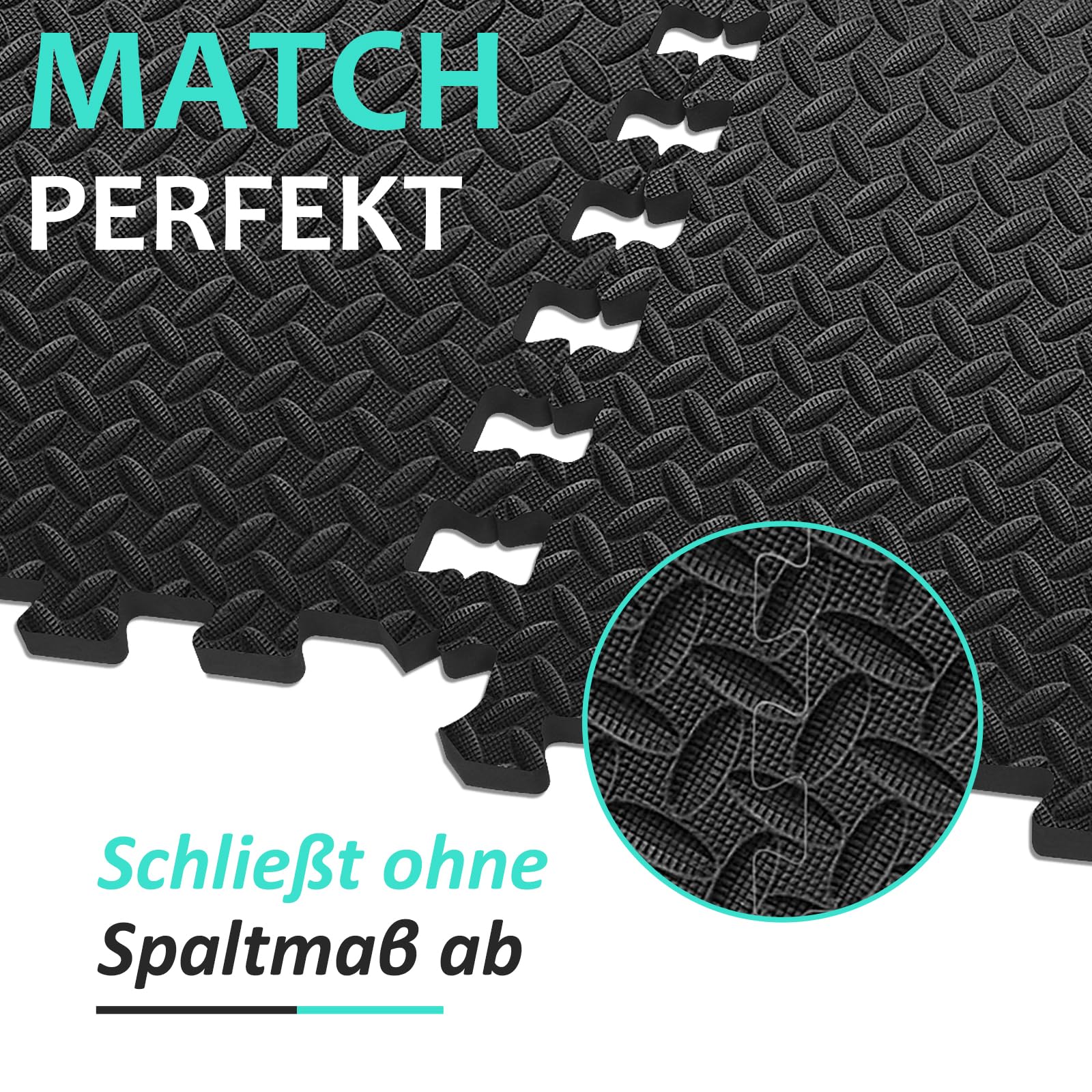 Bodenschutzmatte Fitness Set [61 x 61cm], 12/24/48 Puzzlematte, Eva Sportmatte Fitnessmatte rutschfest, Gymnastikmatte Dicke 10mm, Bodenmatte für Fitnessgerät&Fitnessraum