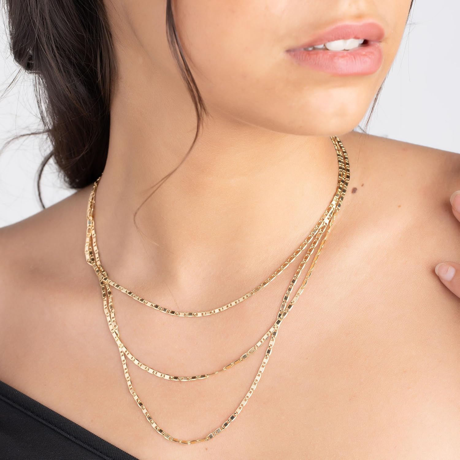 Barzel 18K Gold Plated Mariner Layered Necklace, 16-20 inches, with a 2 inch extension, Layered Necklace for women, High Polish Finish, Made In Brazil - Image 2