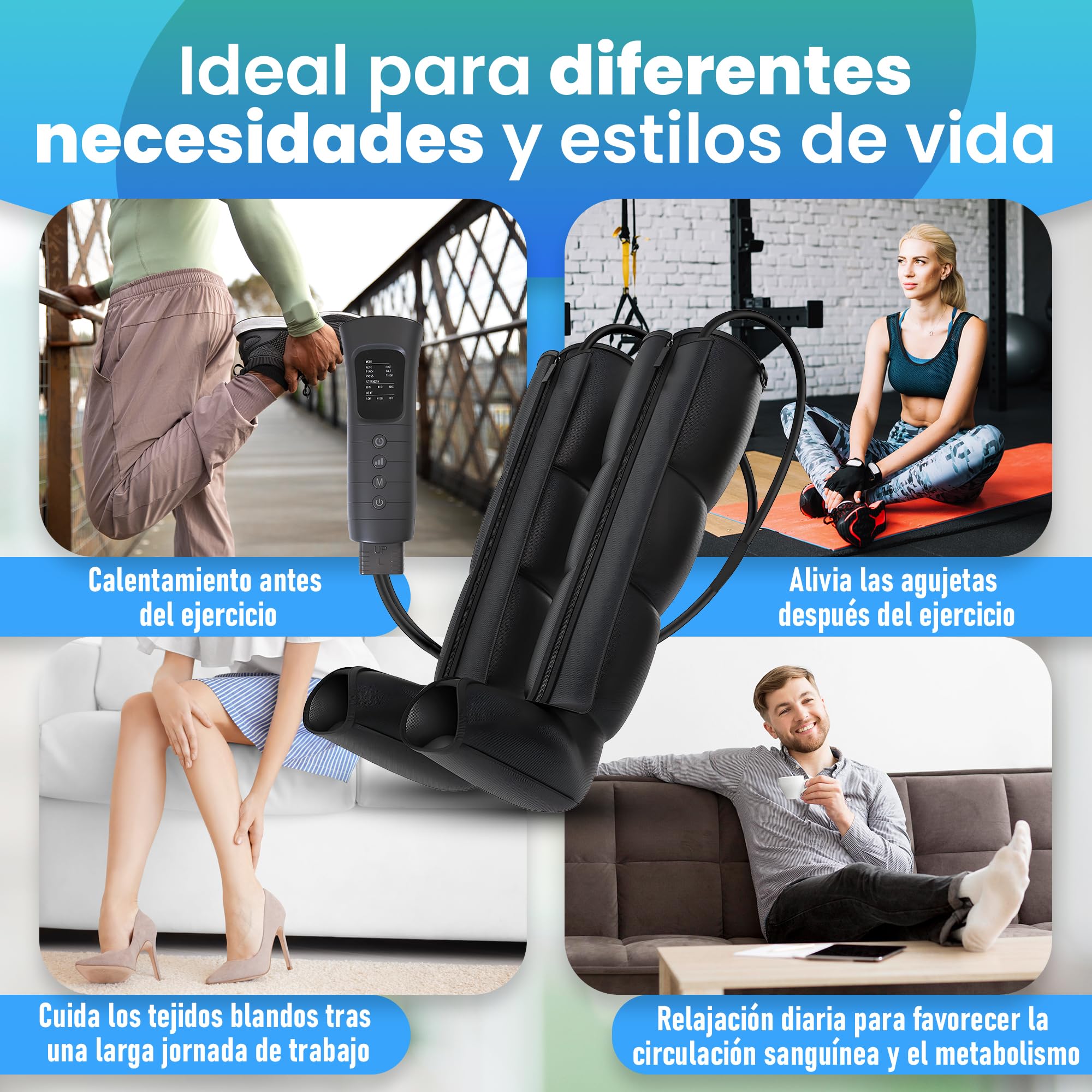 GreatDreams® Botas de Presoterapia para Piernas - Masajeador de Piernas con Calor y Compresion de Aire 360° - Presoterapia para Casa con 3 Modos - Relajacion y Recuperacion Muscular, Drenaje Linfatico