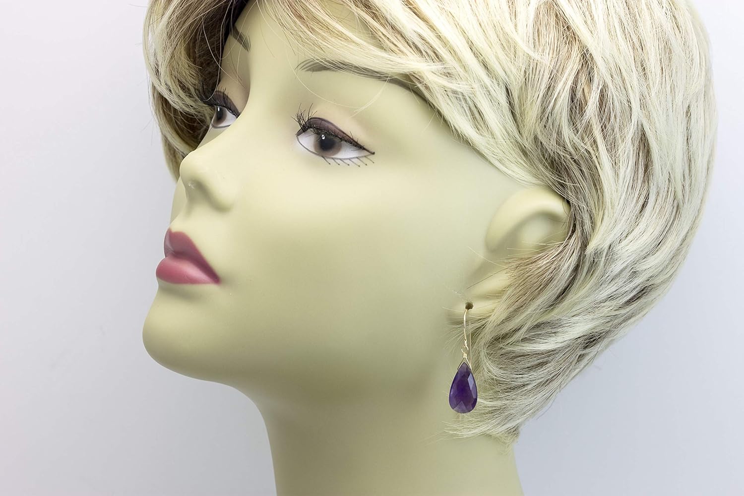 Amethyst Earrings Purple Faceted Pear Teardrop Simple Dangle Drops