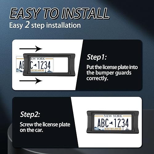 Miniatura 6 de Protector de parachoques delantero para placa de matrícula con accesorios de montaje, protector de marcos de goma de 2.3 pulgadas de grosor, ajuste