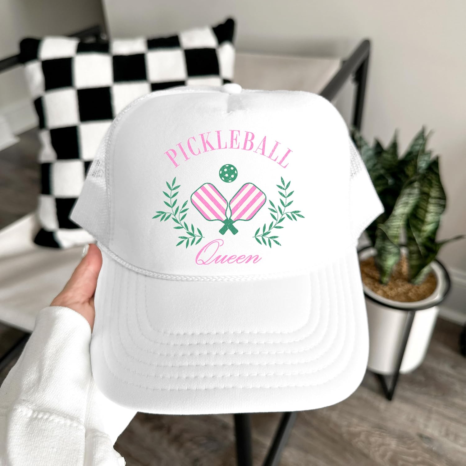 Pickleball Queen Trucker Hat Funny Sporty Pickleball Graphic Classic 5 Panel Mesh Snap Back