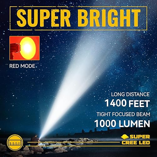 Miniatura 3 de Durapower Foco recargable, IP68 impermeable súper brillante proyector de mano, linterna de punto portátil LED de alto lumen para barco marino caza