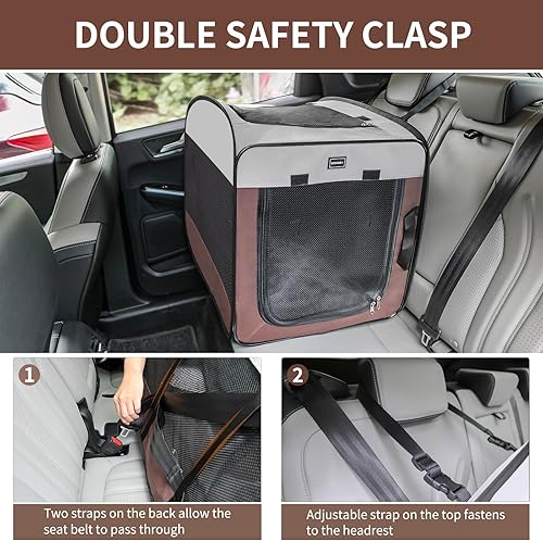 Miniatura 5 de DONORO Perreras y jaulas para perros medianos, jaula portátil desplegable para mascotas para interiores con marco de alambre resistente, jaula de