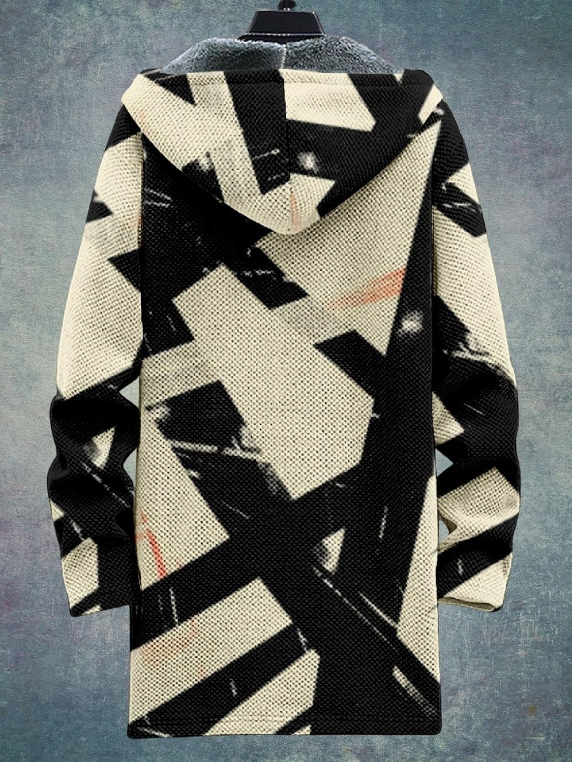 2025 Men's Ethnic Pattern Hooded Jacket Long Cardigan Hoodies Full Zip Vintage Knitted Zipper Coat with Pocket - Image 6