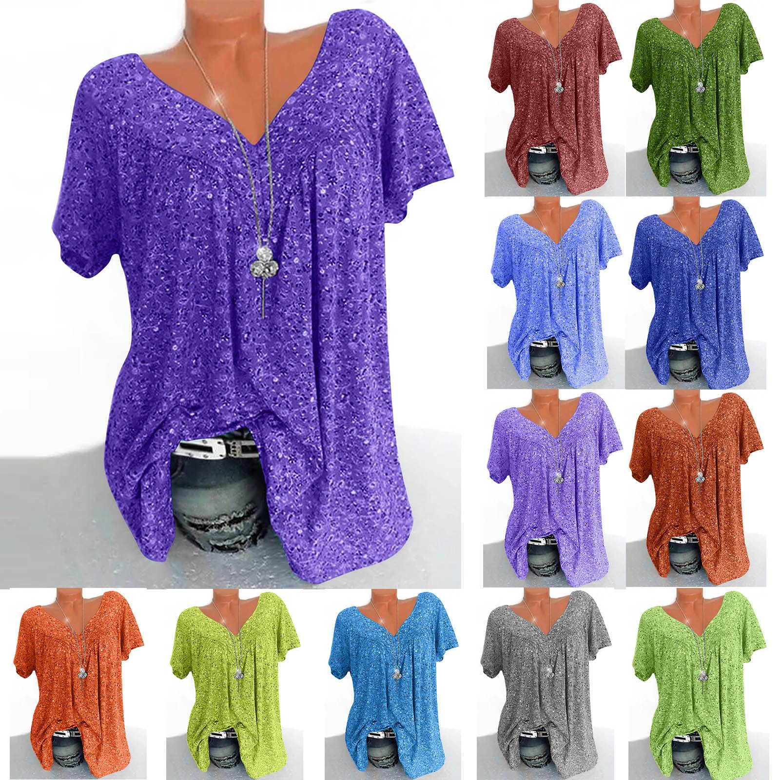 Top da donna elegante in pizzo, cuciture con scollo a V, camicetta a maniche corte, maglietta estiva, comoda, con stampa floreale, maglione per adolescenti, ragazze, camicette da donna