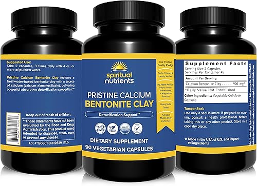 Miniatura 2 de Arcilla de bentonita de calcio prístina | Desintoxicación de todo el cuerpo, con aluminosilicato de calcio | Sin OMG, vegana | 90 cápsulas