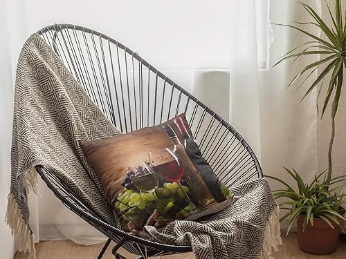 Miniatura 4 de Fundas de almohada decorativas de vino tinto y blanco con uvas, funda de cojín cuadrada estándar para sofá, dormitorio, patio, 18 x 18 pulgadas