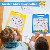 Vista 3 de Tablero magnético de dibujo extra grande para niños, tablero de garabatos magnético con 2 lápices ópticos y cuentas, juguete de habilidades motoras