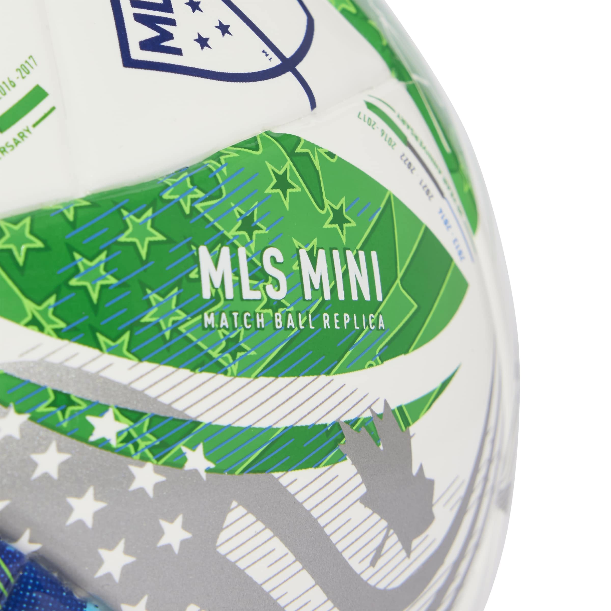 adidas Unisex-Adult MLS Mini Soccer Ball,White/Green/Glory Blue/Solar Blue,1