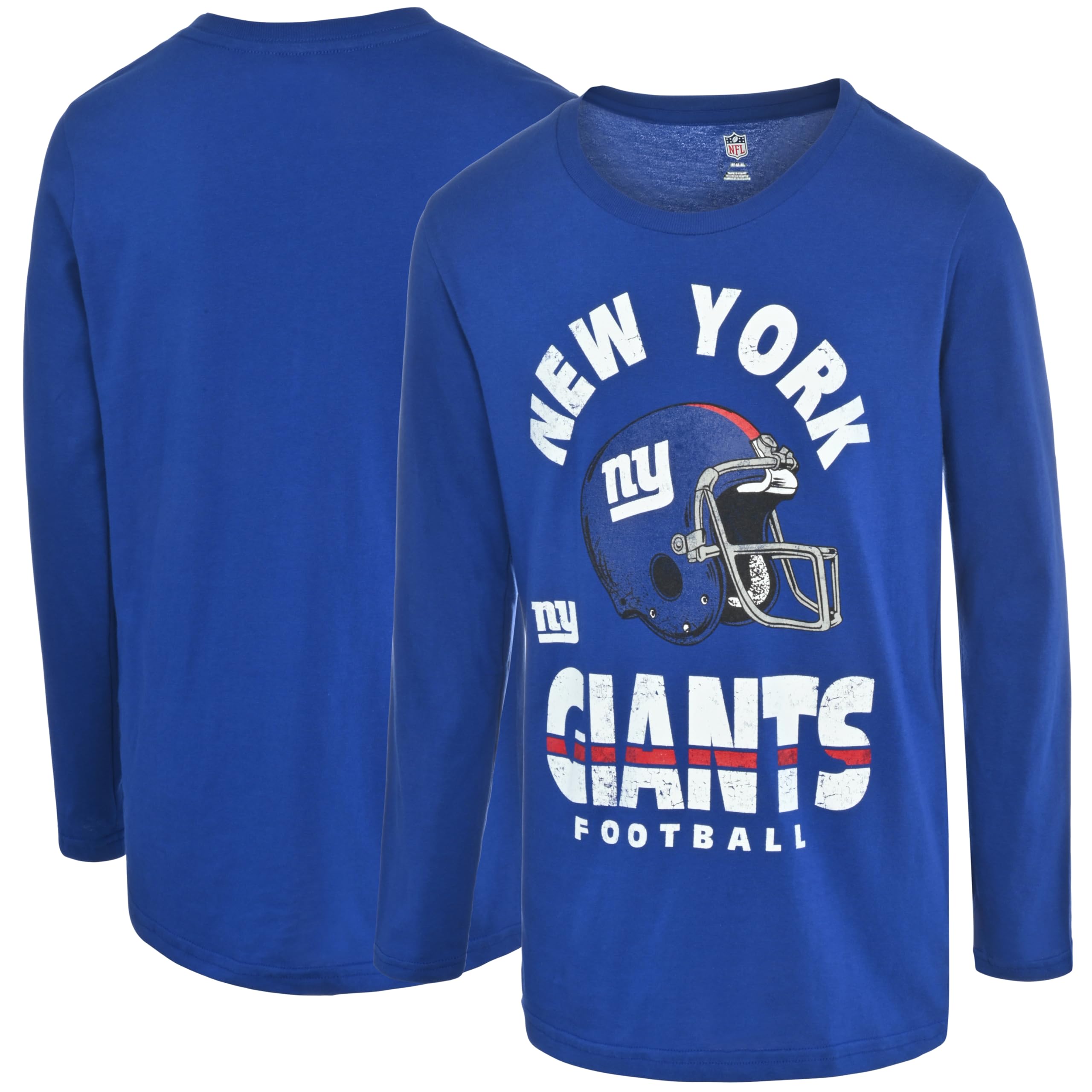 OuterstuffNFL Kids Youth 8-20 Officially Licensed Distressed Team Helmet Logo Long Sleeve T-Shirt