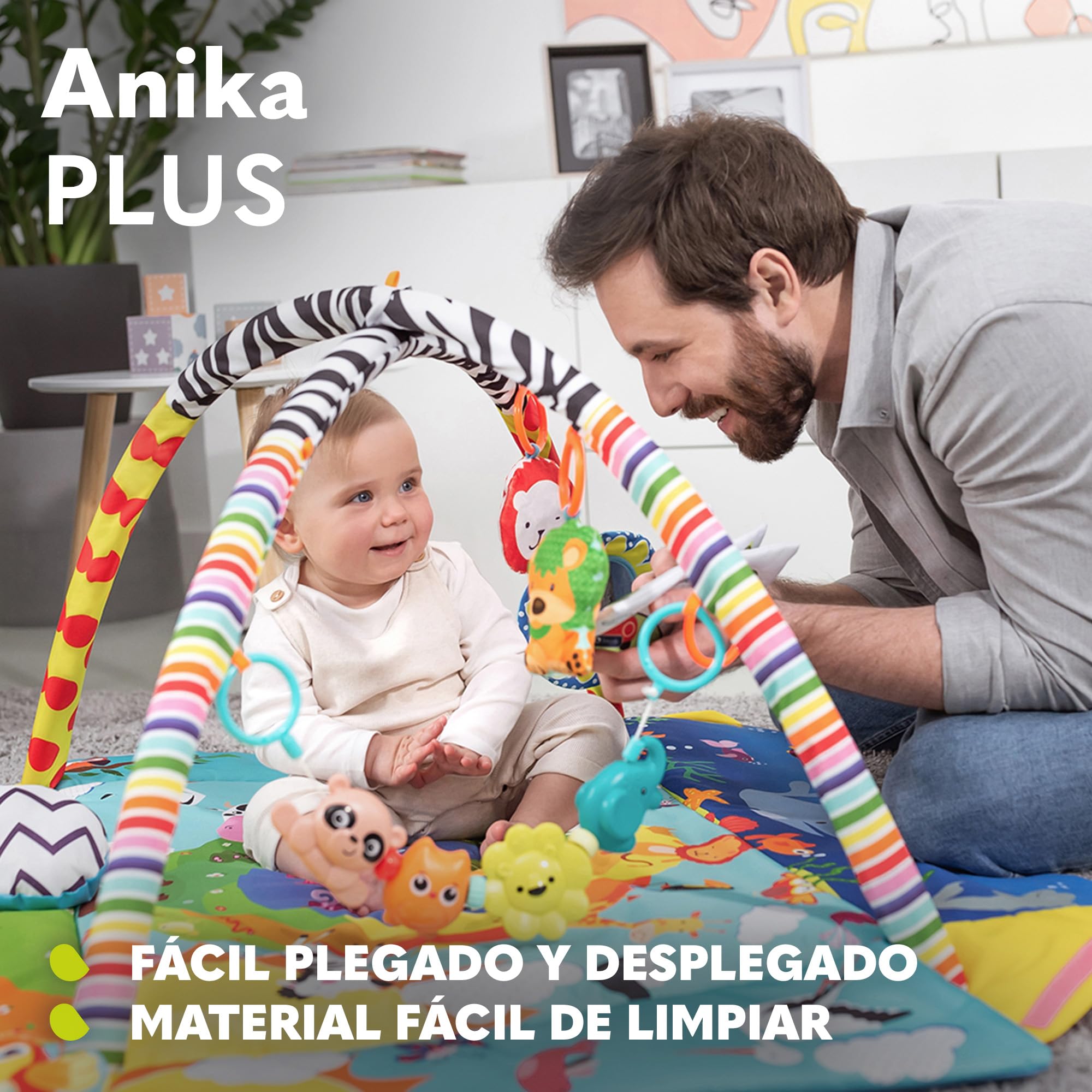 lionelo Anika 2en1 Gimansio de Actividades 4 Juguetes Colgantes sonajeros 2 Arcos Manta Juegos bebé Función de Parque de Juegos Almohada de Apoyo para Bebe Educativa