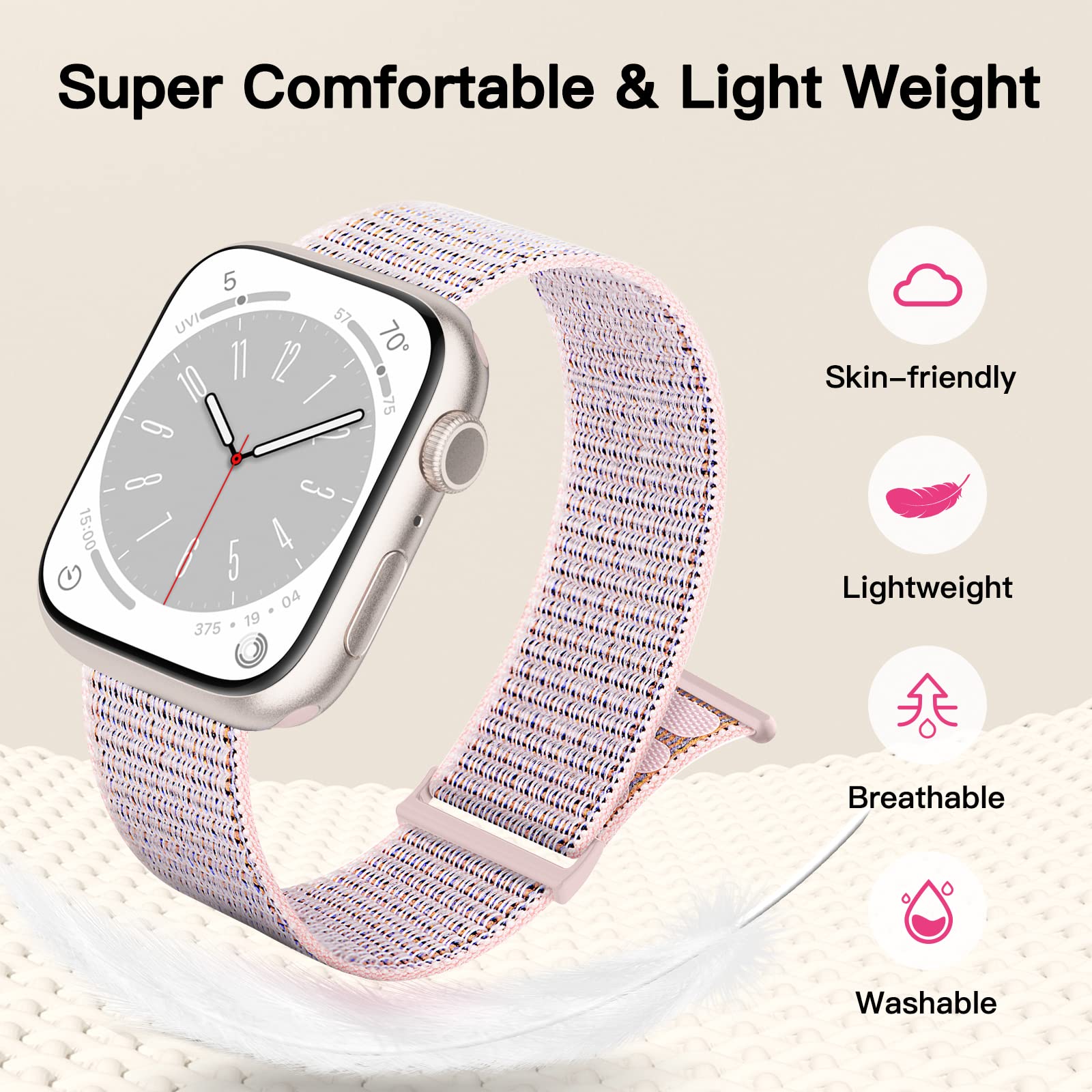 Yoohoo Nylon Cinturino Compatibile con cinturino Apple Watch 38mm 40mm 41mm 42mm(Series 10) uomo donna, cinturino sportivo regolabile per iWatch Serie 10 9 8 7 6 5 4 3 2 1 SE SE2 Ultra Ultra2