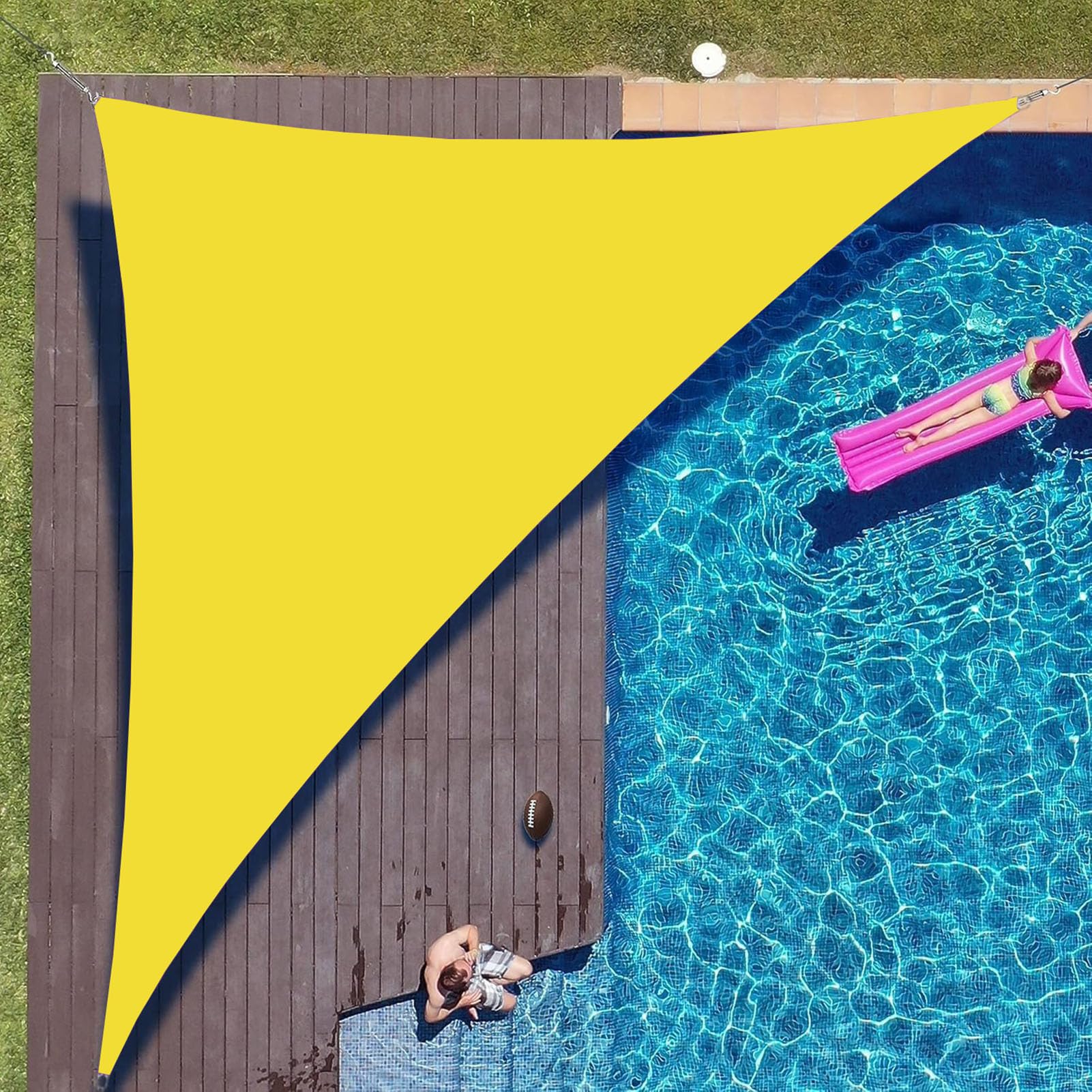 Voile d'ombrage de Triangulaire avec Corde Libre, Voile d Ombrage Imperméable Auvent Résistante Jaune Fluorescent, Voile Dombrage Bloc UV de 95%, Toile Ombrage Exterieur,B,3x3x4.3m