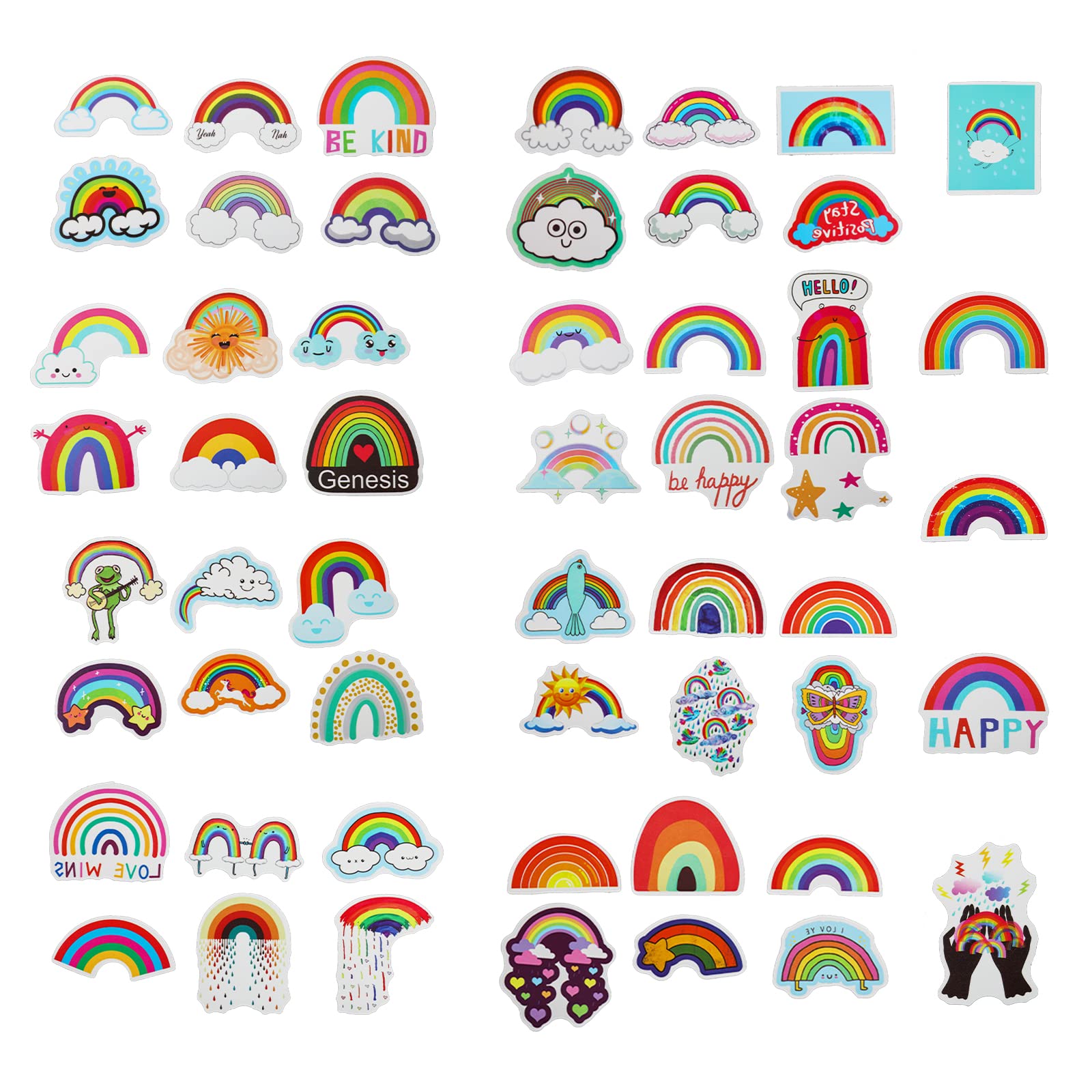 52 Hojas Sticker Rainbow, Pegatinas Arcoiris Pegatinas Arcoiris Pequeñas Pegatinas de Colores para la Buena Suerte para Botella de Agua Teléfono Escritorio Escuela Suministros de Oficina