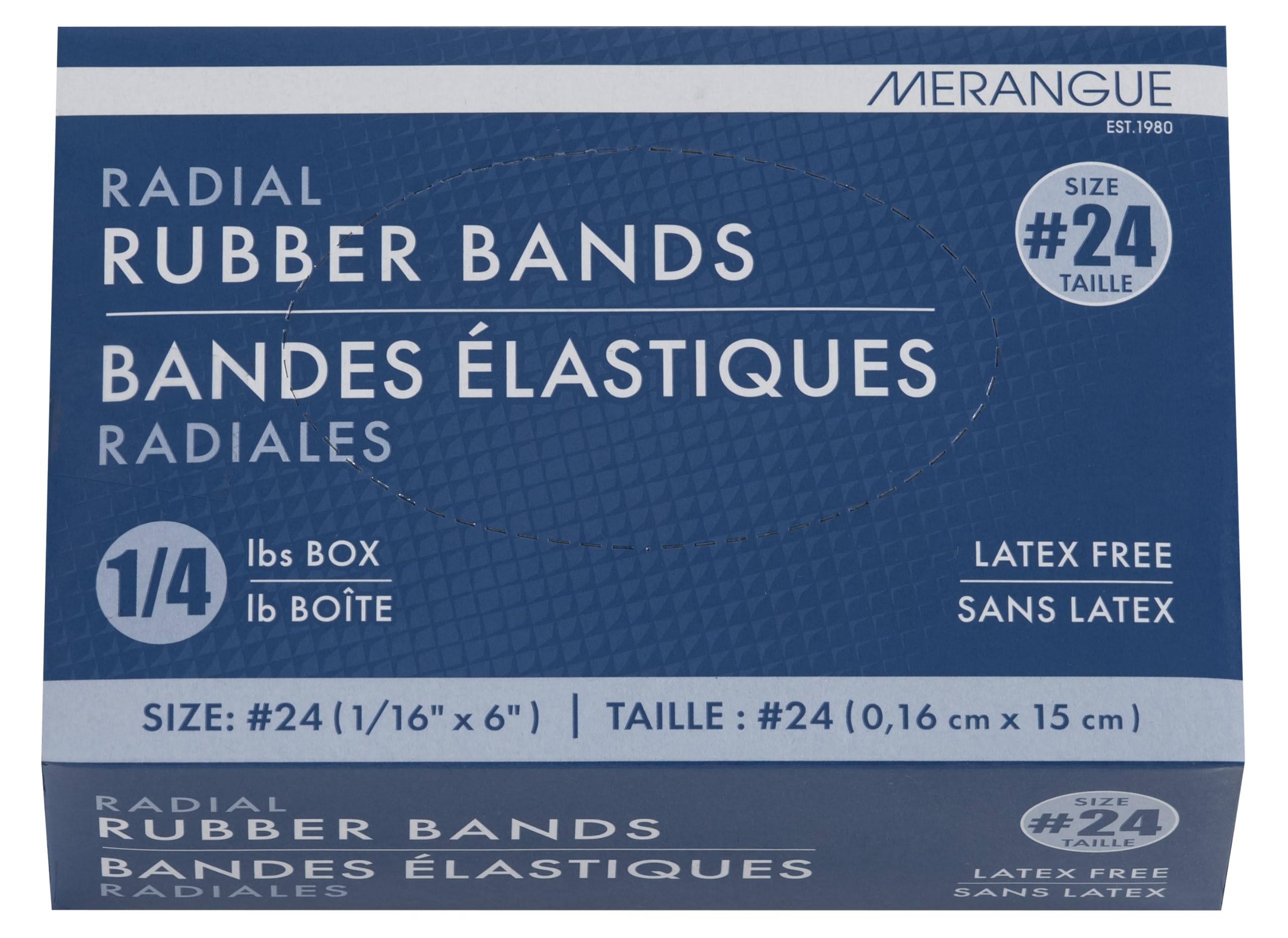 Merangue Size #24 Rubber Bands, 6" x 1/16", Natural Rubber, 1/4 lb Box image 1