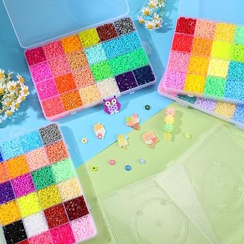 Lenwen 52000 Pcs Fuse Beads 96 Colors 2.6 mm Tiny Mini Fuse Beading Melty Beads with Pegboards Creative Refill Set Art Crafts for Girls Kids Beginners DIY Art Beading Party