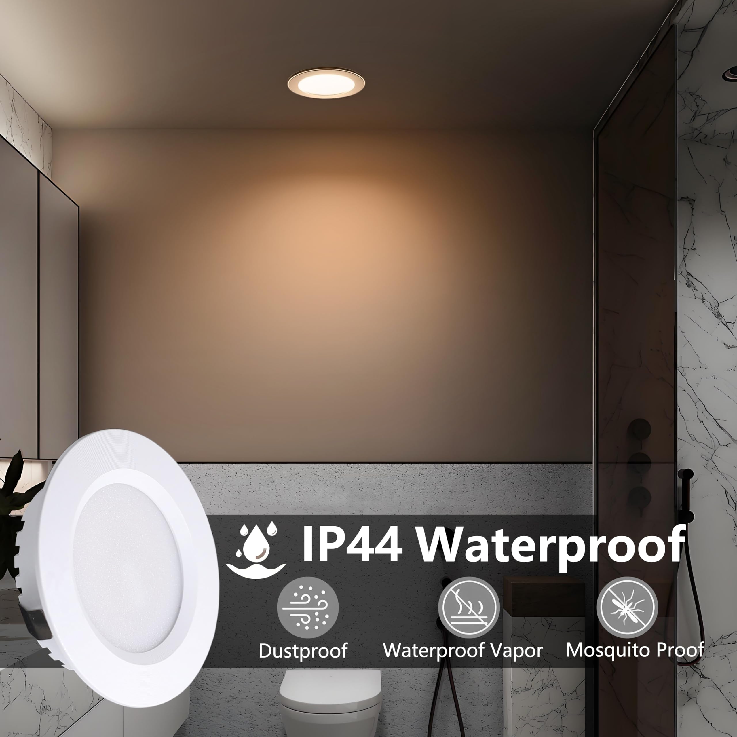 Faretti Led da Incasso per Cartongesso,4 Pezzi, 3W Faretti Led Soffitto, IP44 AC 220-230V Faretto LED Interno Alluminio Ultrasottili 15mm Per Luci Cucina Bagno Camper (Bianco, Bianco Caldo 3000K)