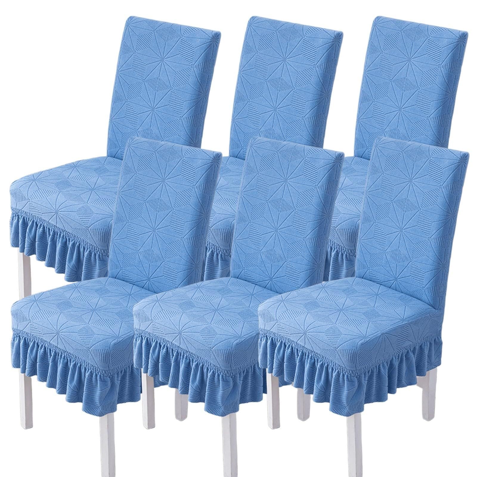 NMVAWIPT Jacquard Stretch Universal Dining Chair Covers With Skirt, Removable Washable Protectors For Home, Restaurant, Banquet(13#)