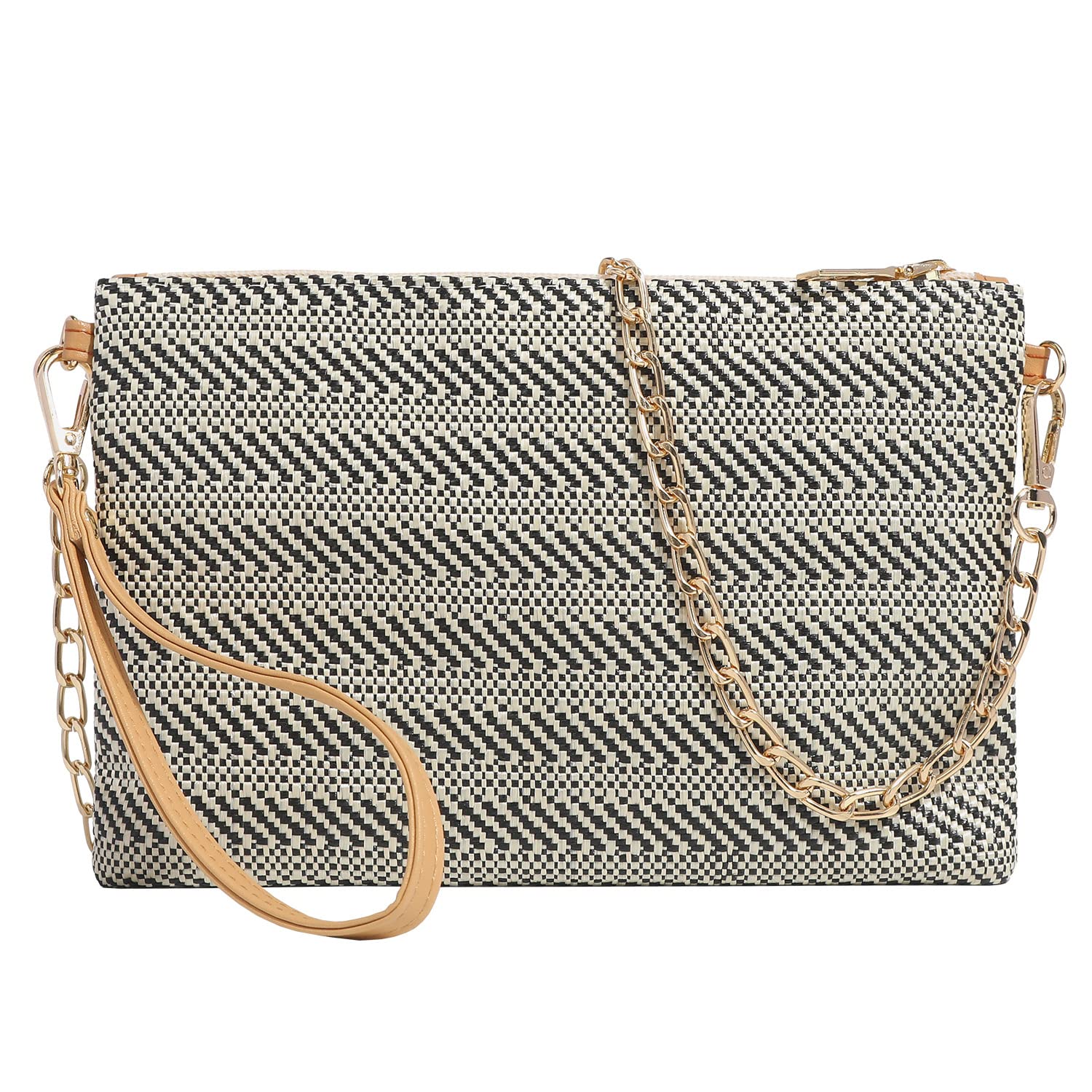 Beurlike Straw Clutch Purses for Women Beach Wristlet Wallet Small Cross body bag for Girls