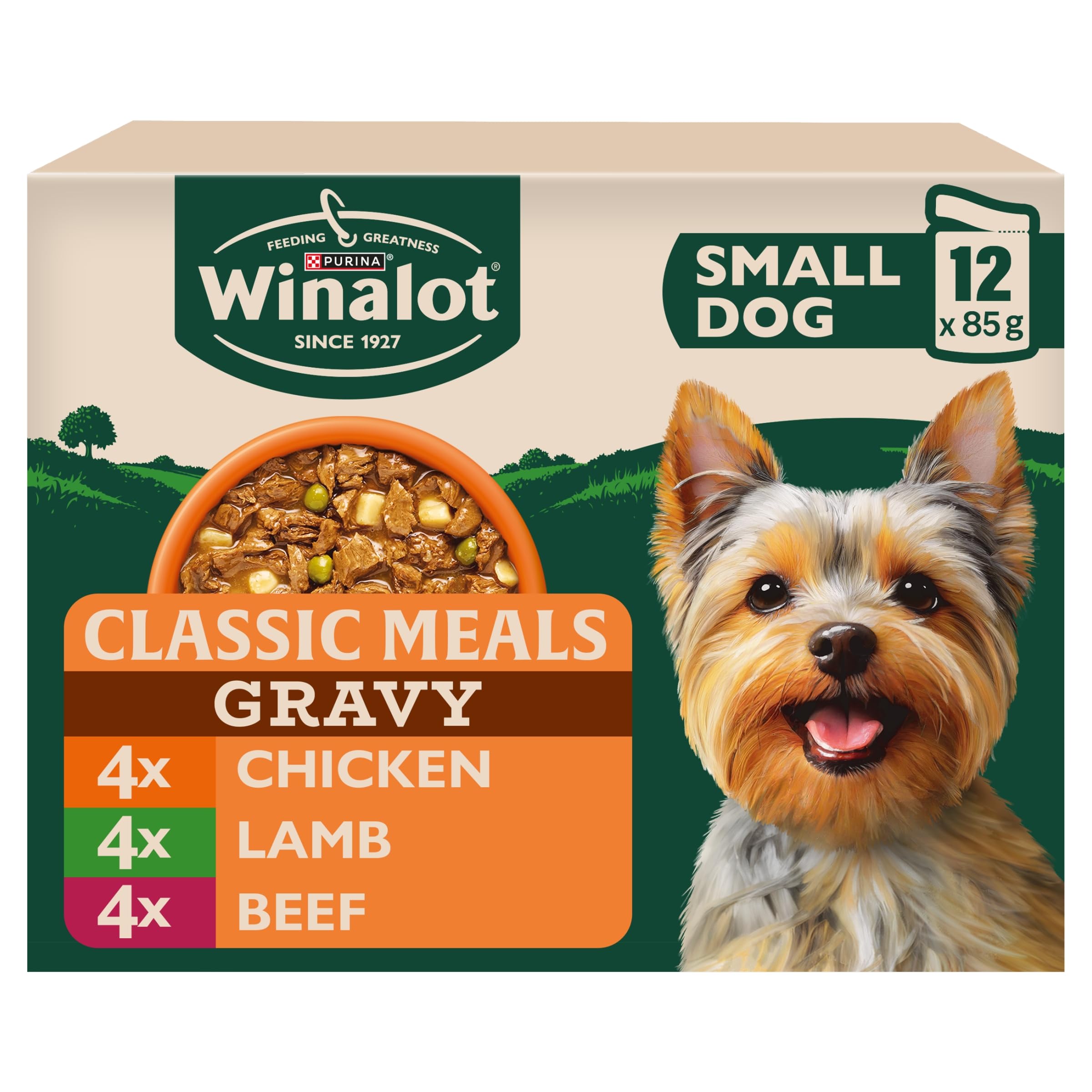 WINALOT Meaty Chunks Small Dog Mixed in Gravy Wet Dog Food Pouches 12x85g