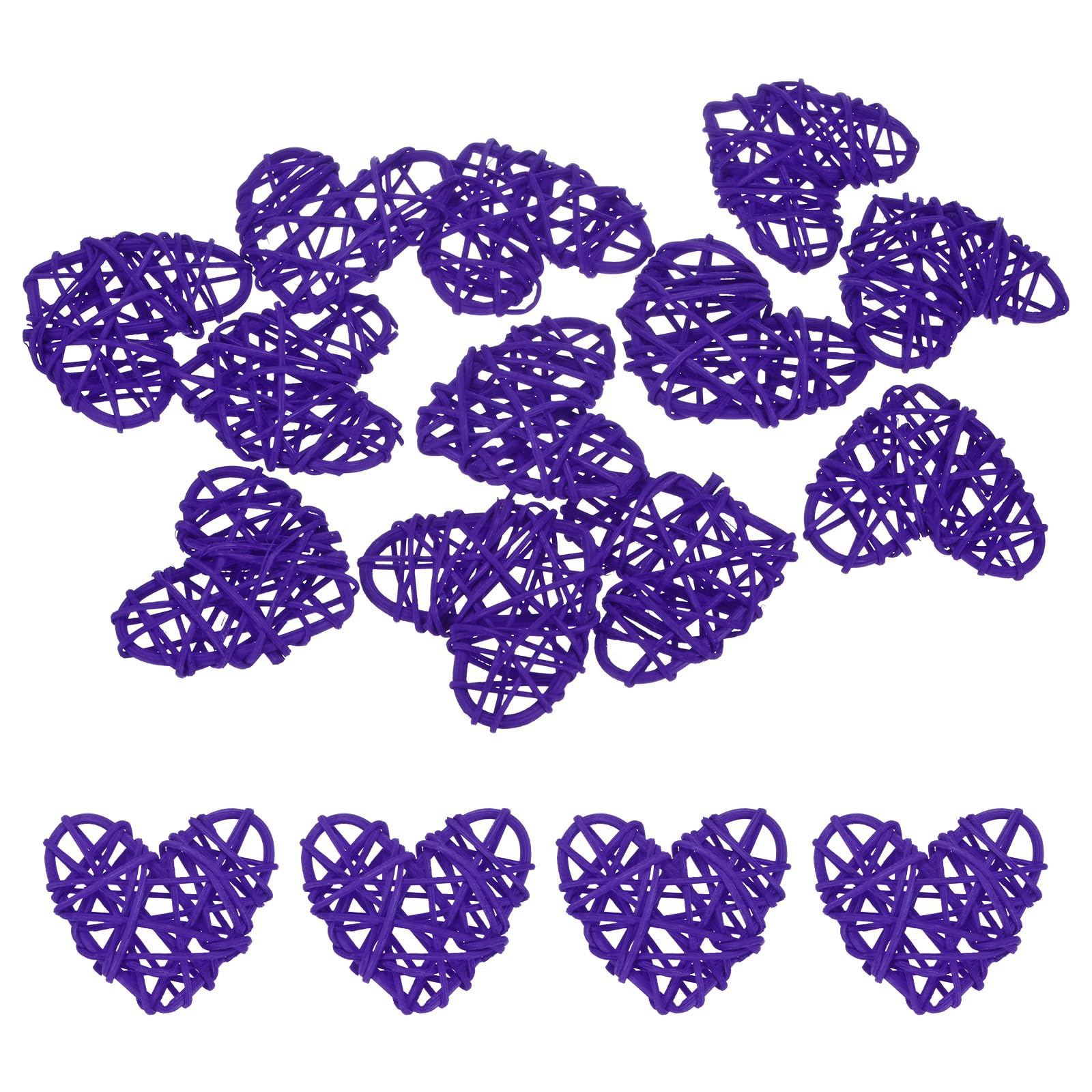 M METERXITY 12-Pack Heart Shaped Wicker Rattan Balls 60mm/2.4 Inch Decorative Rattan Balls Orbs Vase Fillers Bowl Fillers for Christmas/Weddings/DIY Crafts/Home Decor [Dark Purple]