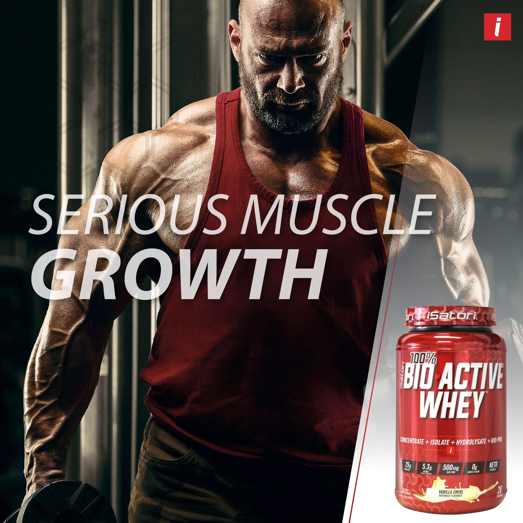 iSatori 100% Bio-Active Whey Protein Vanilla Flavor - 26 Servings — Amazon image 3