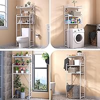 Vista 4 de Estante de almacenamiento sobre el inodoro con estantes de baño de 3 niveles, estante de inodoro que ahorra espacio, organizador de almacenamiento