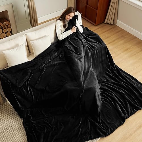 Miniatura 163 de Bedsure Manta de tamaño individual de vellón sherpa para el sofá, manta gruesa y cálida para el invierno, suave y mullida, para el otoño, color 0