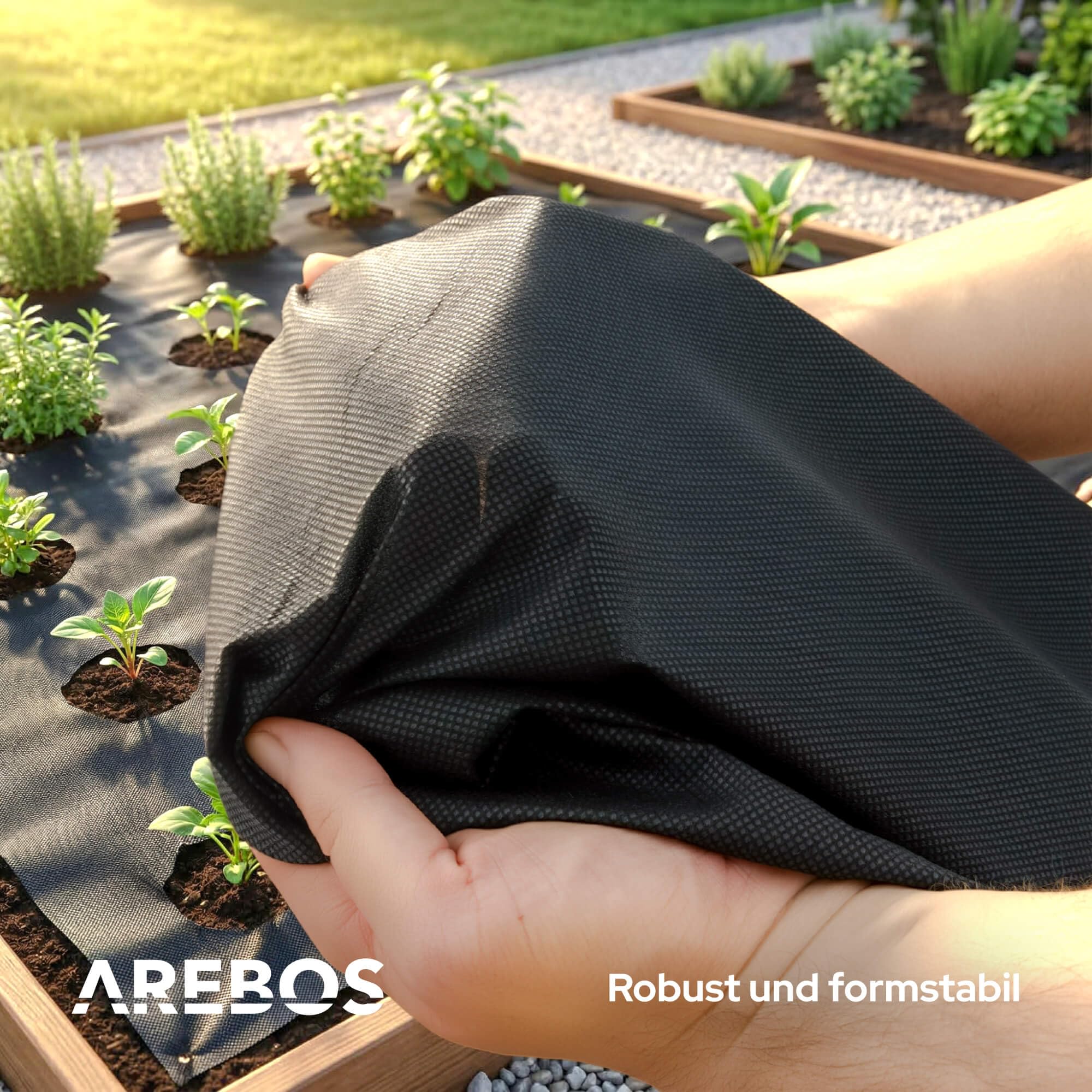 Arebos Unkrautvlies Wasserdurchlässig 150 g/m² | Unkrautfolie & Gartenvlies gegen Unkraut | Unkrautflies Reißfest & UV-stabilisiert | Bodenvlies für Beete, Wege & Kies (1 x 50 m)