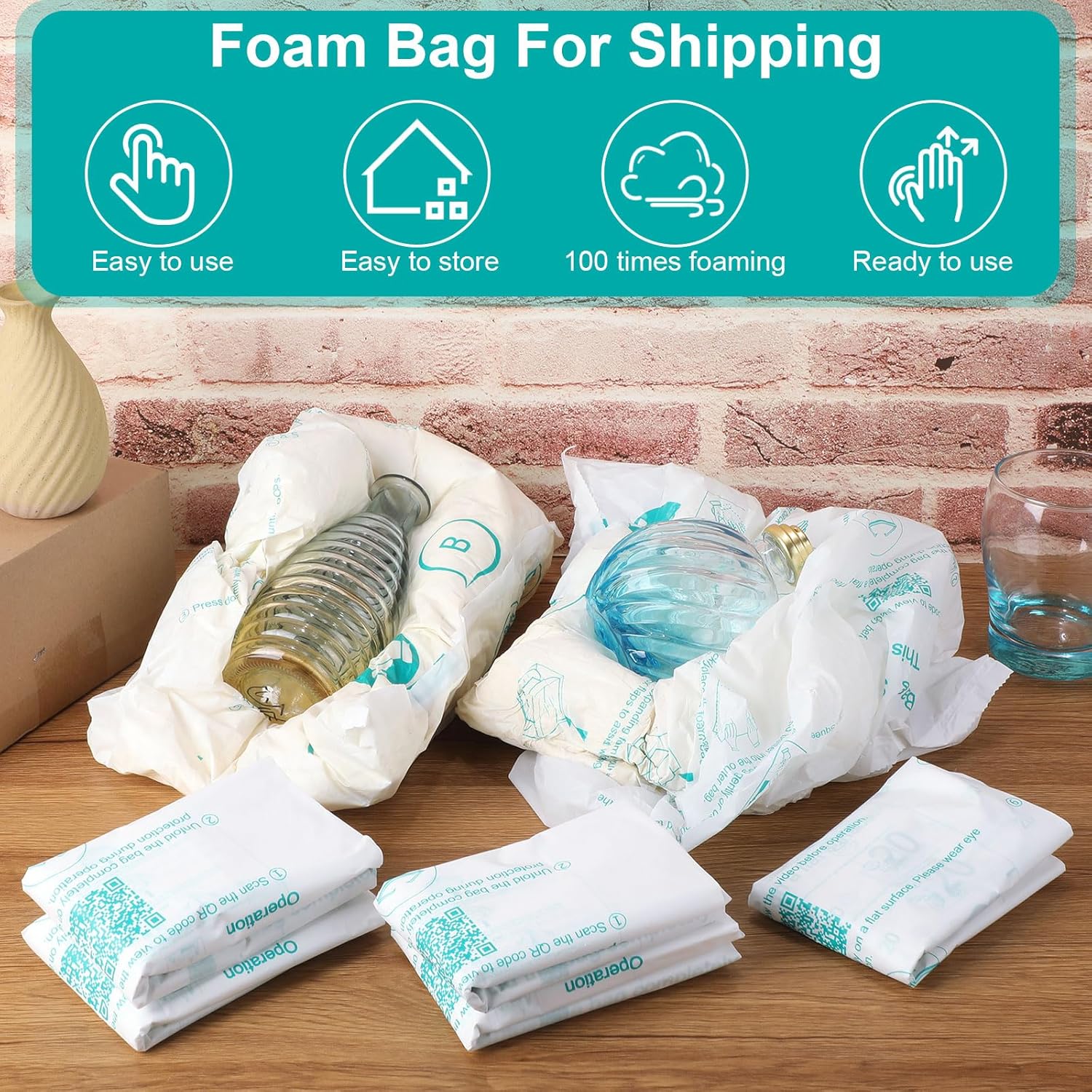 8 Pack 18" x 18" Expanding Packing Foam for Electronics, Fragile and Irregular Items, Instant Pack Foam Bag for Shipping, Rapid Expansion, Easy to Use