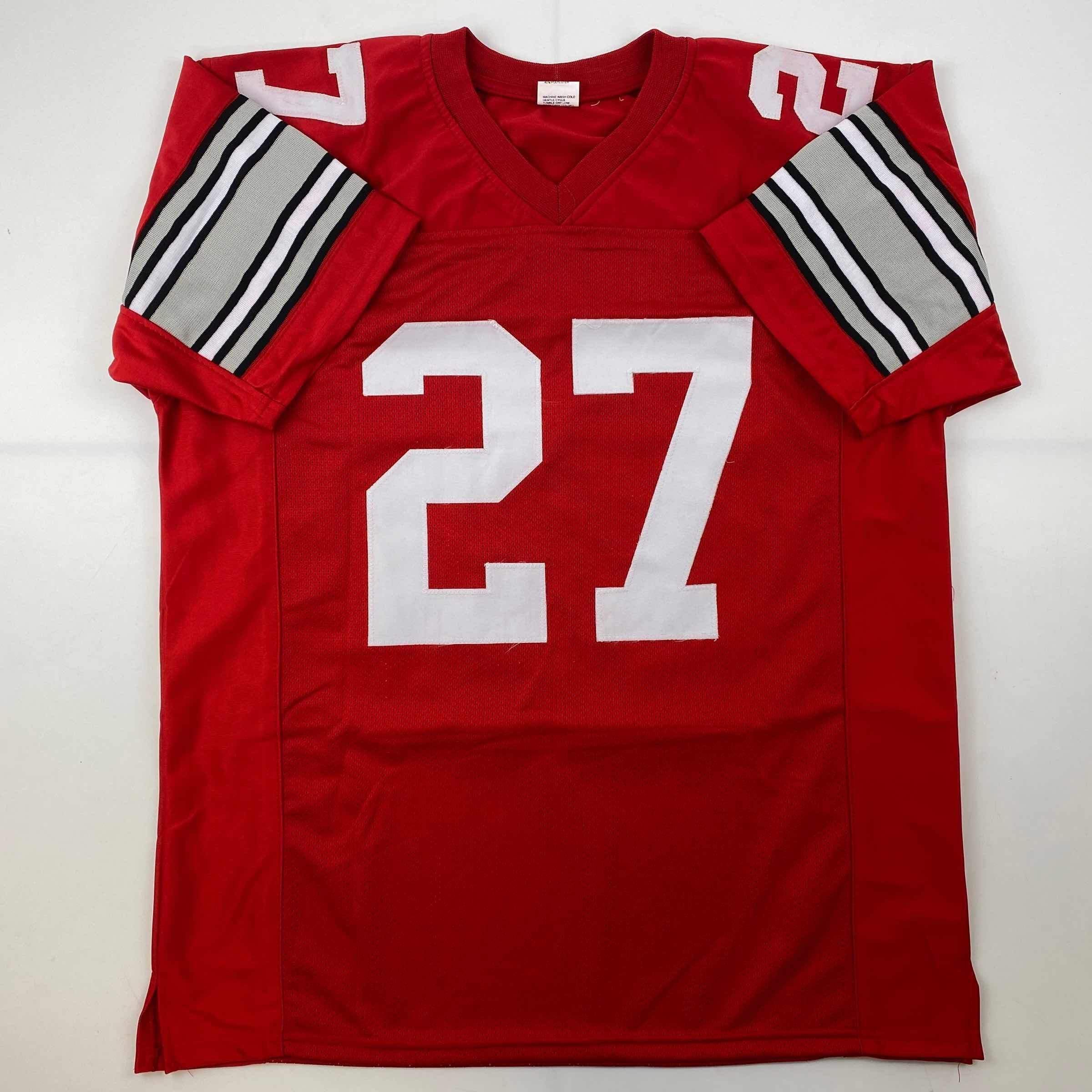 Facsimile Autographed Eddie George Ohio State Red Reprint Laser