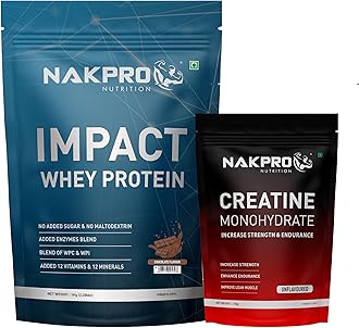 Impact Whey Protein Supplement Powder Combo (1 kg with Creatine, Chocolate)