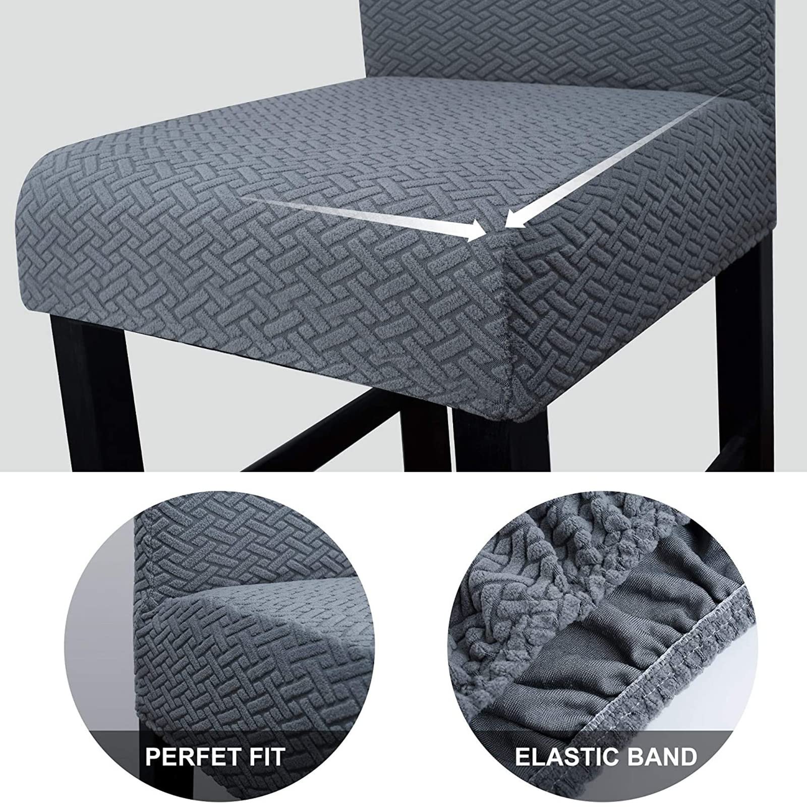 Coprisedia jacquard per sedie da pranzo in tessuto morbido, elastico elastico, lavabile. I coprisedili sono adatti per ristoranti, alberghi e altre occasioni (talpa, 6 pezzi)